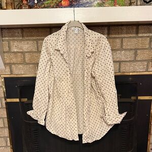 Old Navy Cream and Black Polka Dot Shirt